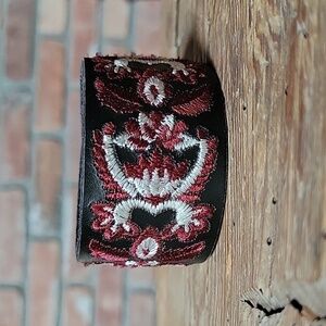 Embroidered Leather Cuff Bracelet